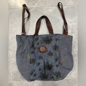 Tommy Bahama Blue and Brown Floral Tote